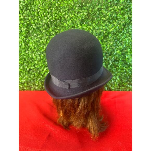 Vtg 1950s Glamour Felts Black Wool Derby Hat Terry Sales Corp NY Union Made main image 6